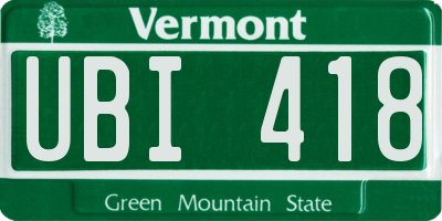 VT license plate UBI418