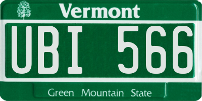 VT license plate UBI566