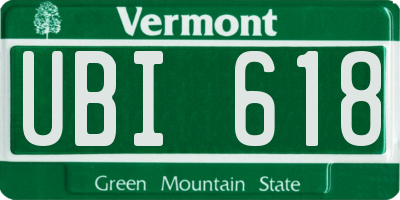 VT license plate UBI618