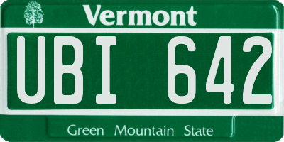 VT license plate UBI642