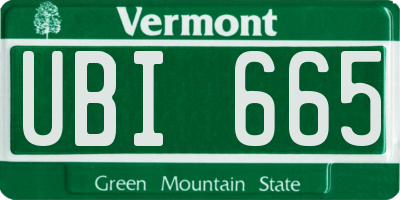 VT license plate UBI665