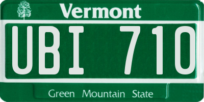 VT license plate UBI710