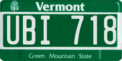 VT license plate UBI718