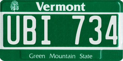 VT license plate UBI734