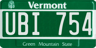 VT license plate UBI754