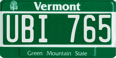 VT license plate UBI765