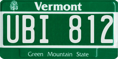 VT license plate UBI812