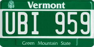 VT license plate UBI959