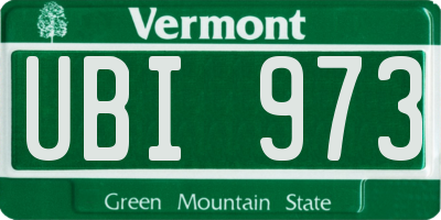 VT license plate UBI973