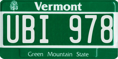 VT license plate UBI978