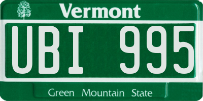 VT license plate UBI995