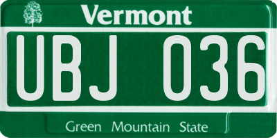 VT license plate UBJ036