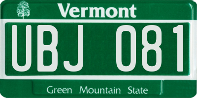 VT license plate UBJ081