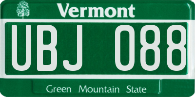 VT license plate UBJ088