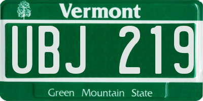 VT license plate UBJ219