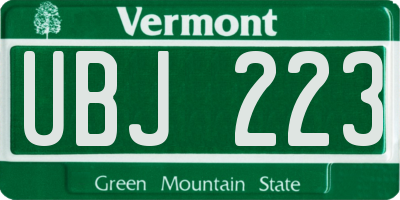 VT license plate UBJ223