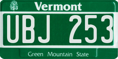 VT license plate UBJ253