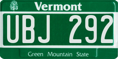 VT license plate UBJ292