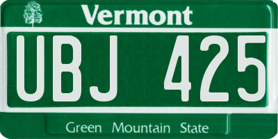VT license plate UBJ425