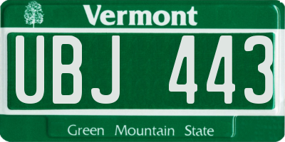 VT license plate UBJ443