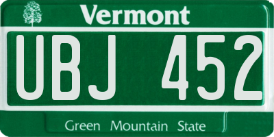 VT license plate UBJ452