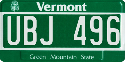 VT license plate UBJ496