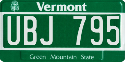 VT license plate UBJ795