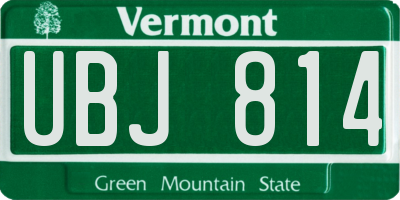 VT license plate UBJ814