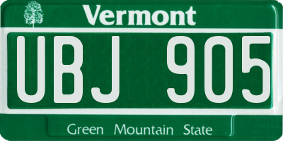 VT license plate UBJ905