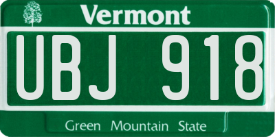 VT license plate UBJ918