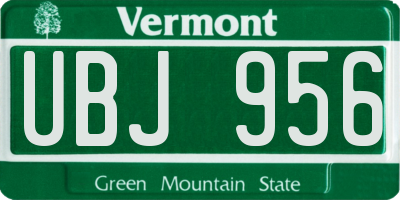 VT license plate UBJ956