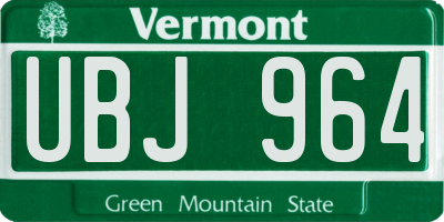 VT license plate UBJ964