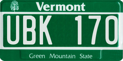 VT license plate UBK170