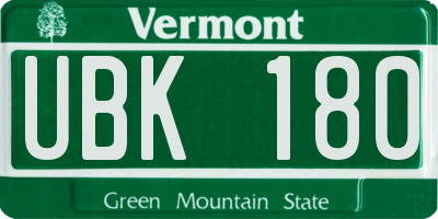 VT license plate UBK180