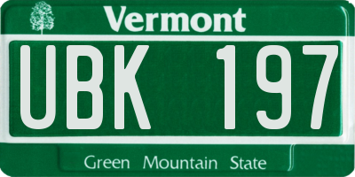 VT license plate UBK197