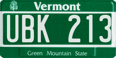 VT license plate UBK213
