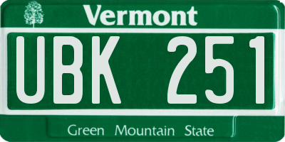 VT license plate UBK251