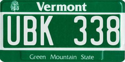 VT license plate UBK338