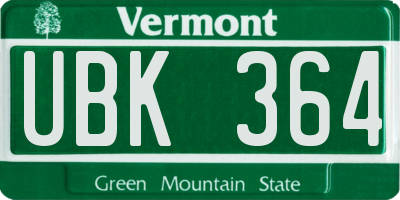 VT license plate UBK364