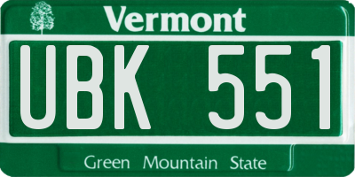 VT license plate UBK551