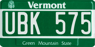 VT license plate UBK575