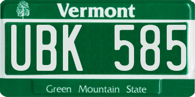 VT license plate UBK585