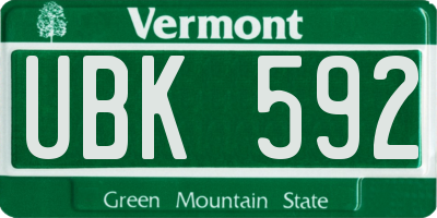 VT license plate UBK592