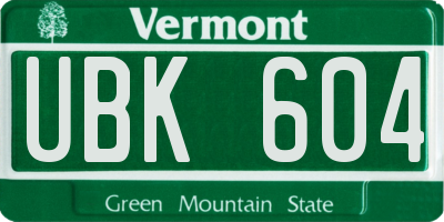 VT license plate UBK604