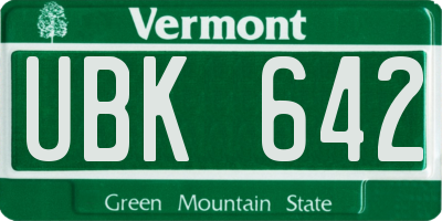 VT license plate UBK642