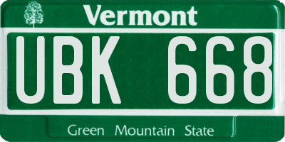 VT license plate UBK668