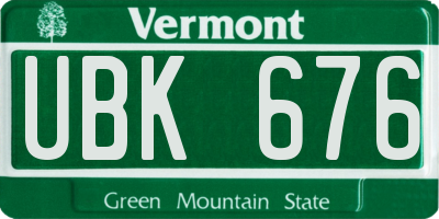 VT license plate UBK676