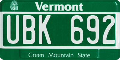 VT license plate UBK692