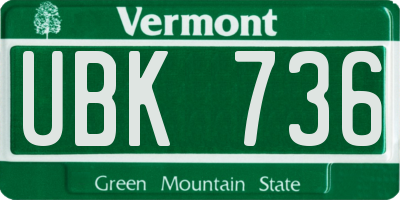 VT license plate UBK736
