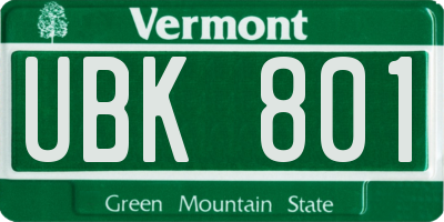 VT license plate UBK801